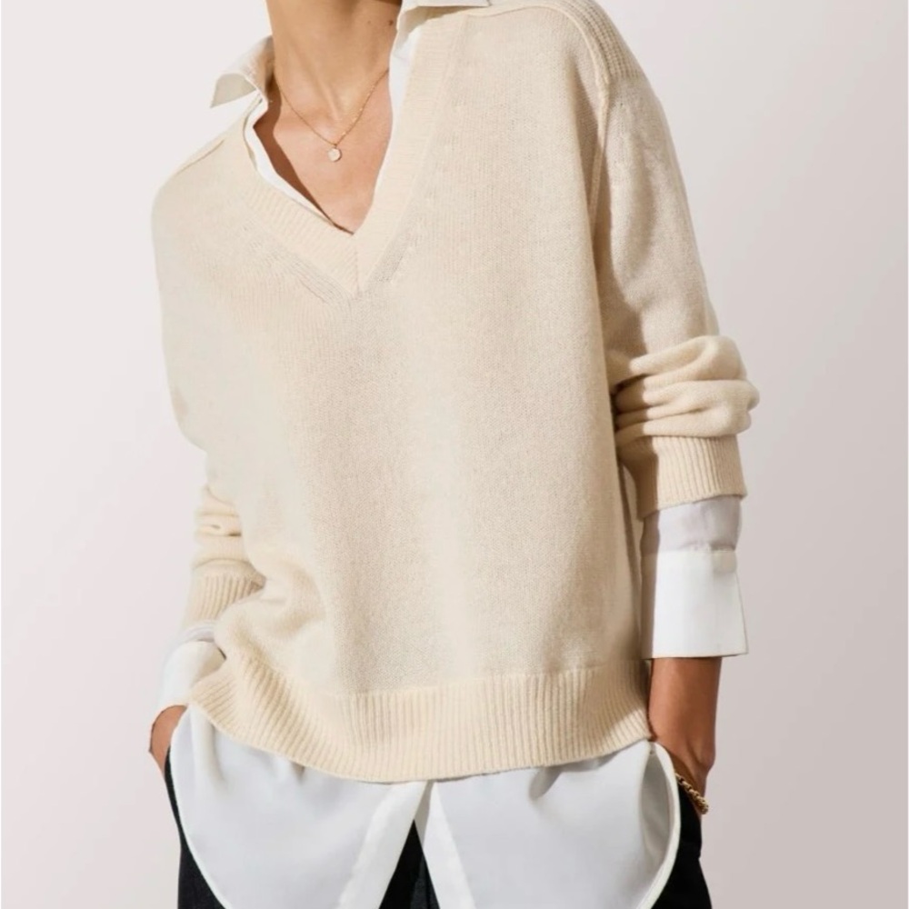 Brochu Walker Cream V-Neck Sweater